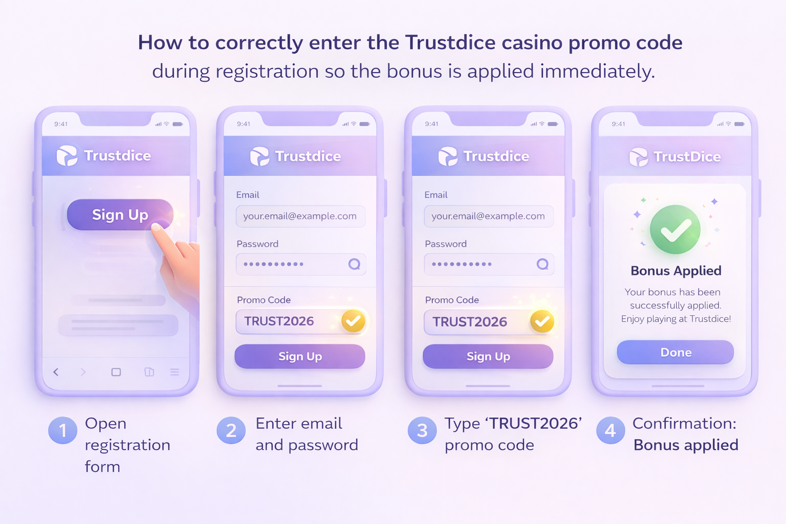 Промокод TrustDice казино при реєстрації — де ввести код щоб бонус застосувався